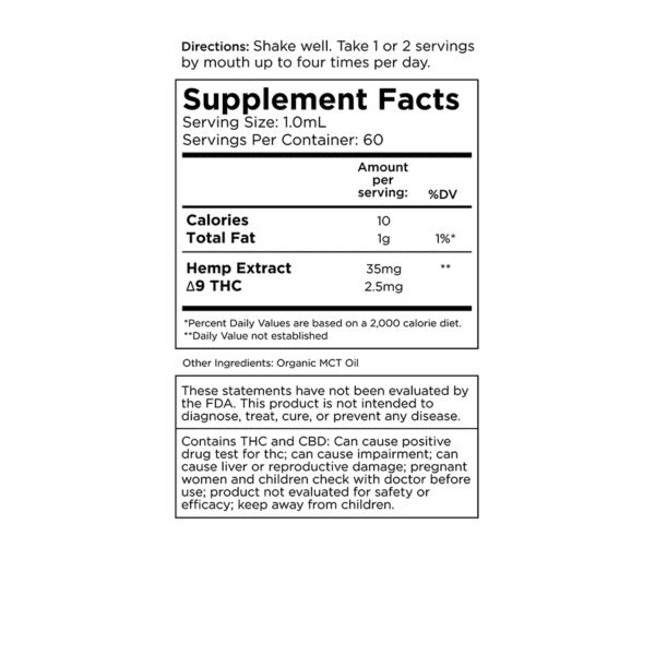 Delta-9 THC Tincture: Full-Spectrum (150mg ∆9 THC/1500mg CBD)