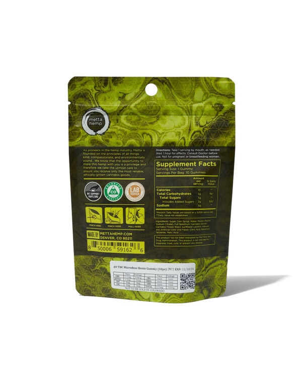 Delta-9 THC Microdose Gummies: 1mg THC / 10mg CBD