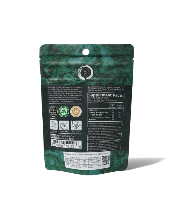 Full-Dose CBN / D9 THC Nitetime Rosin Gummies: 20mg CBN / 10mg THC / 100mg CBD
